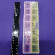 Бокс раздельные ячейки 6*21,5*2 14 ячеек недельки 2 ряда цветные