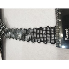 Тасьма зигзаг 3см 13м срібний на чорному