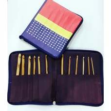 Набір бамбукових гачків для в`язання в пеналі 12шт асорті