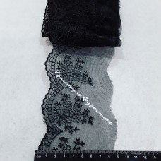 Мереживо органза квіти 8,5см 15 ярдів чорний