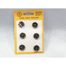 Кнопки пришивні Zhen Qing Pedlar Spring Press Stud 15мм 6шт темно-срібні